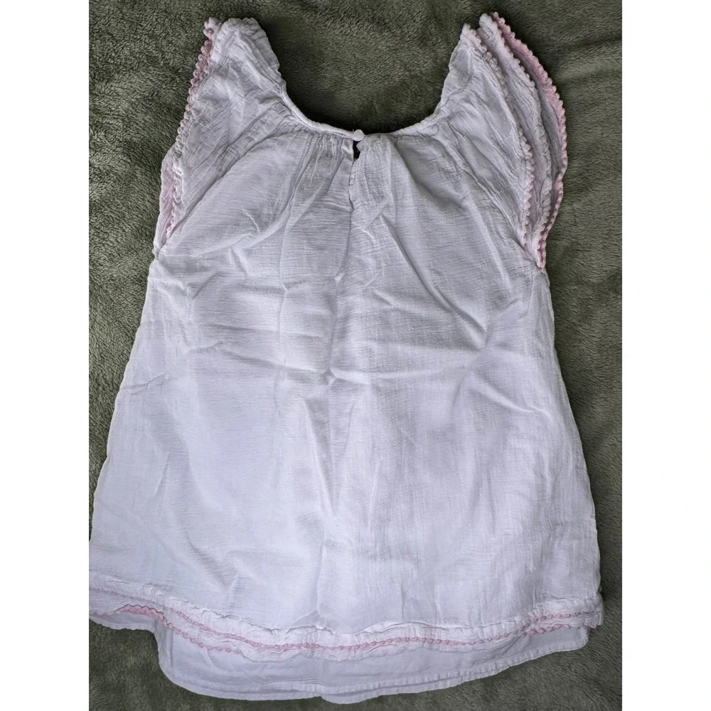Polo Ralph Lauren Gauze Blouse Kids Size‎ 5 White Excellent Pink Ric Rac Trim